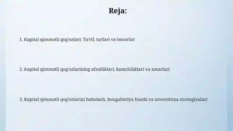 Kapital qimmatli qog'ozlari 2