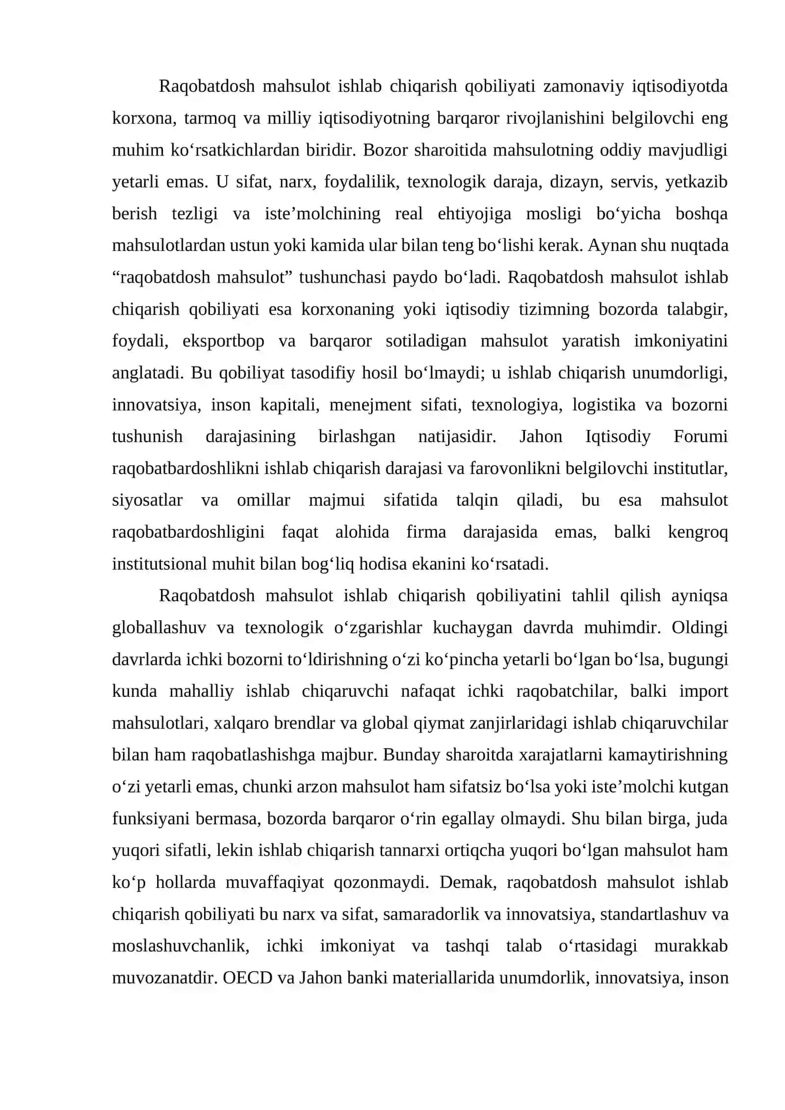 Raqobatdosh mahsulotlar ishlab chiqarish qobiliyatini tahlili 2