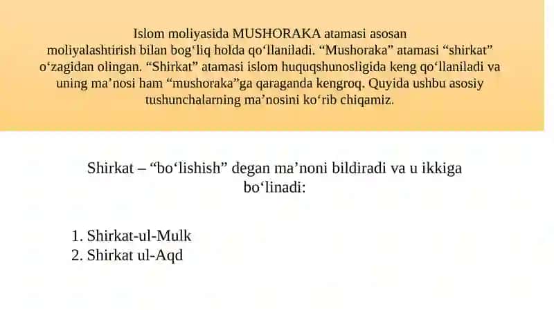 ISLOMMOLIYASIDA MUSHORAKA SHARTNOMASI 2