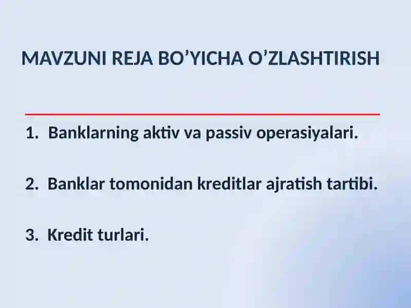 BANK VA MOLIYA BOZORLARI 2