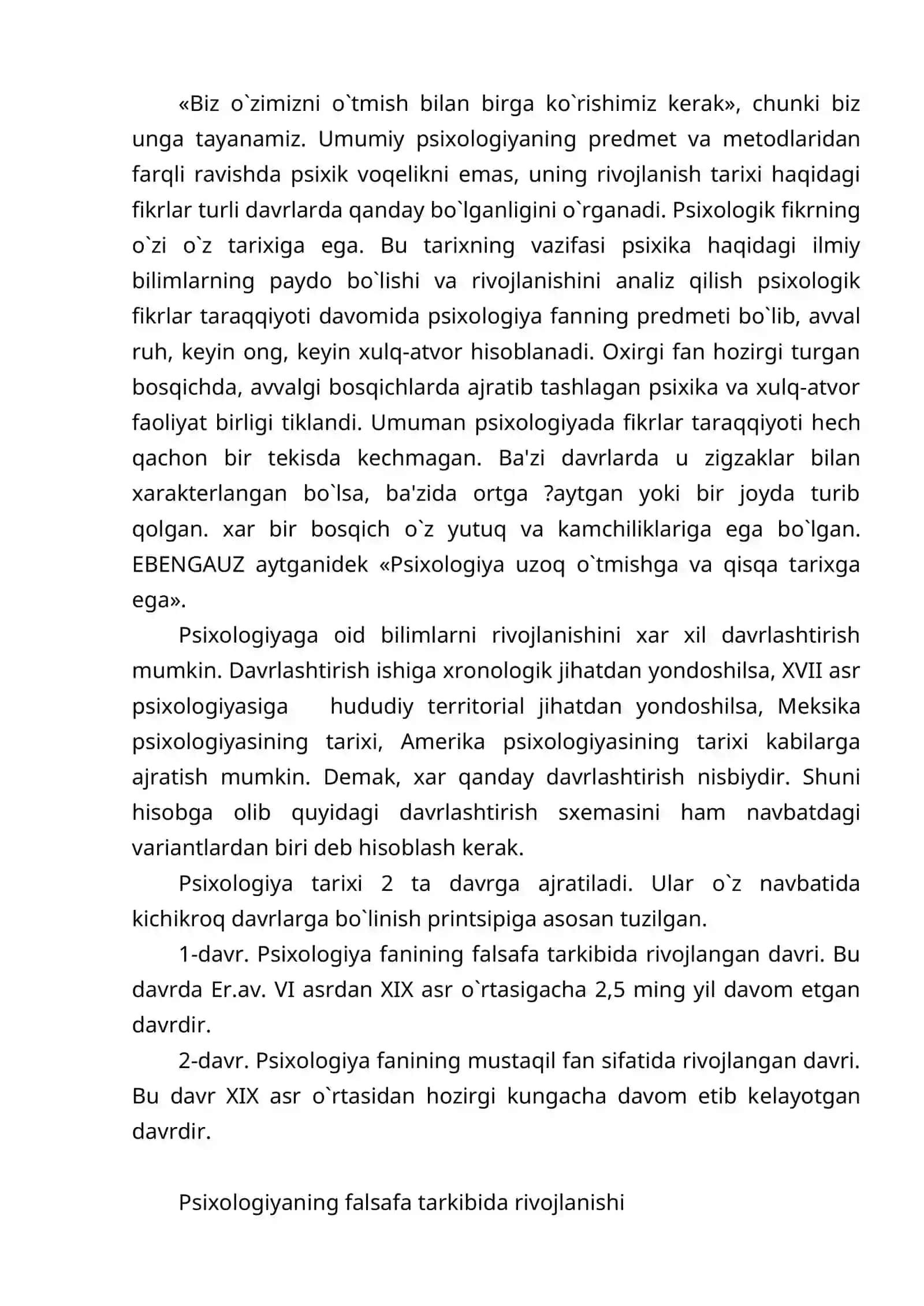 Psixologiya tarixi faniga kirish 2