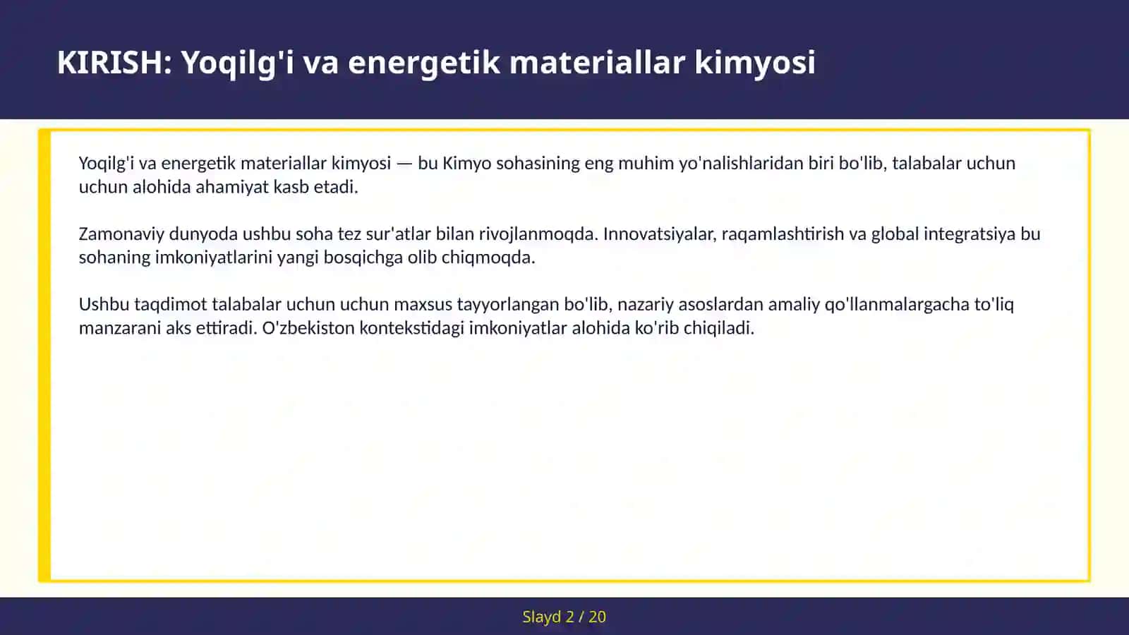 Yoqilg'i va energetik materiallar kimyosi 2