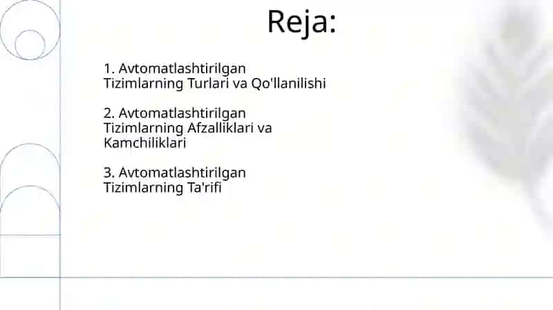 Avtomatlashtirilgan Tizimlar 2