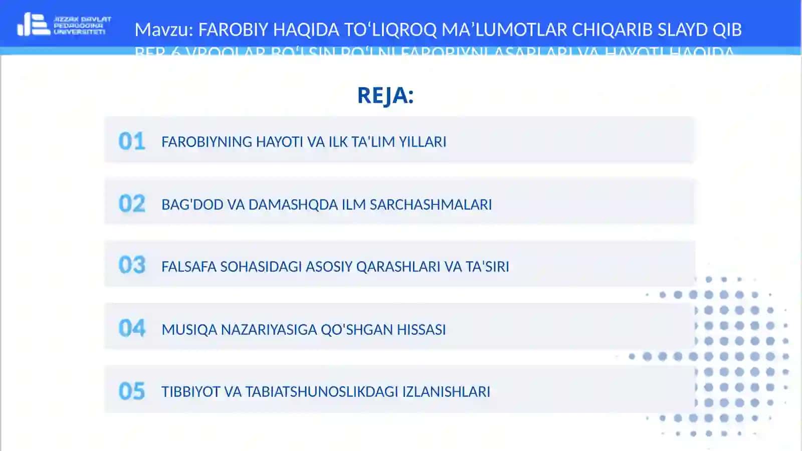 FAROBIY HAQIDA TOʻLIQROQ MAʼLUMOTLAR 2