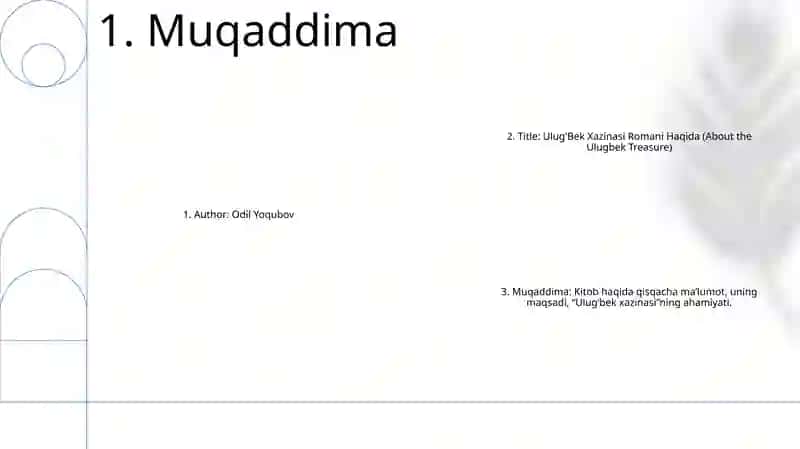 Ulug'Bek Xazinasi Romani Haqida 2