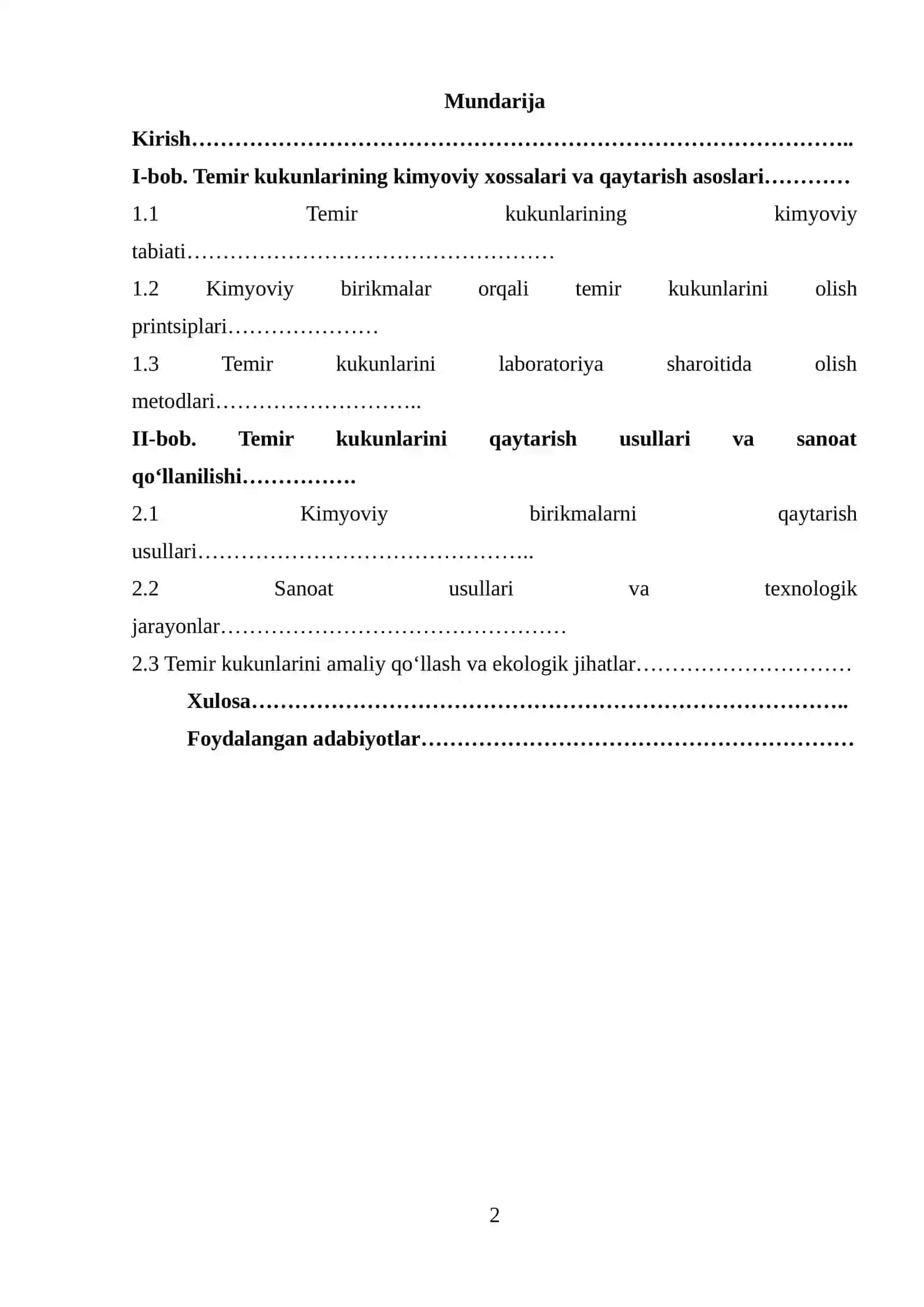 Temir kukunlarining kimyoviy xossalari va qaytarish asoslari 2