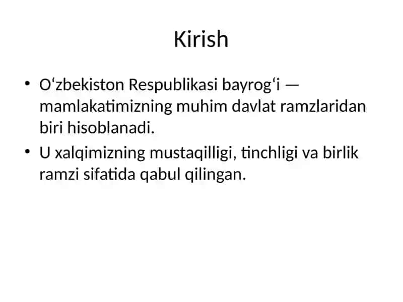 Ozbekiston Respublikasi Bayrogi Haqqida 2