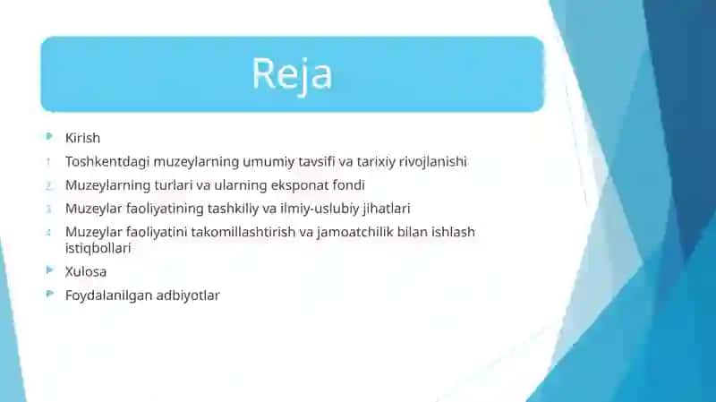 Toshkent shahrida joylashgan muzeylar faoliyati 2