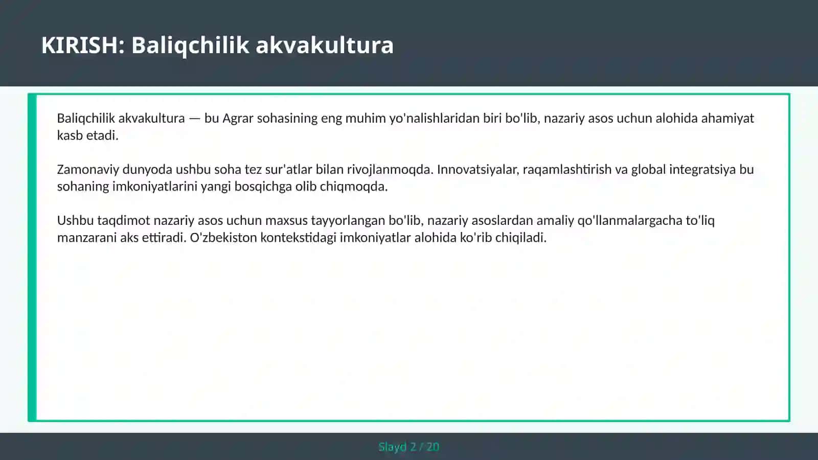Baliqchilik akvakultura 2