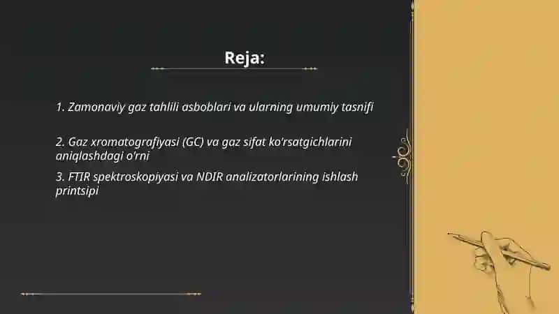 Zamonaviy gaz tahlili asboblari va ularning umumiy tasnifi 2