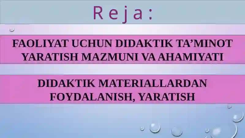 FAOLIYAT UCHUN DIDAKTIK TA’MINOT YARATISH 2