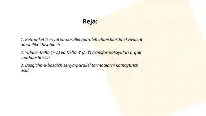 Ekvivalent qarshiliklarni aniqlash usullari 2