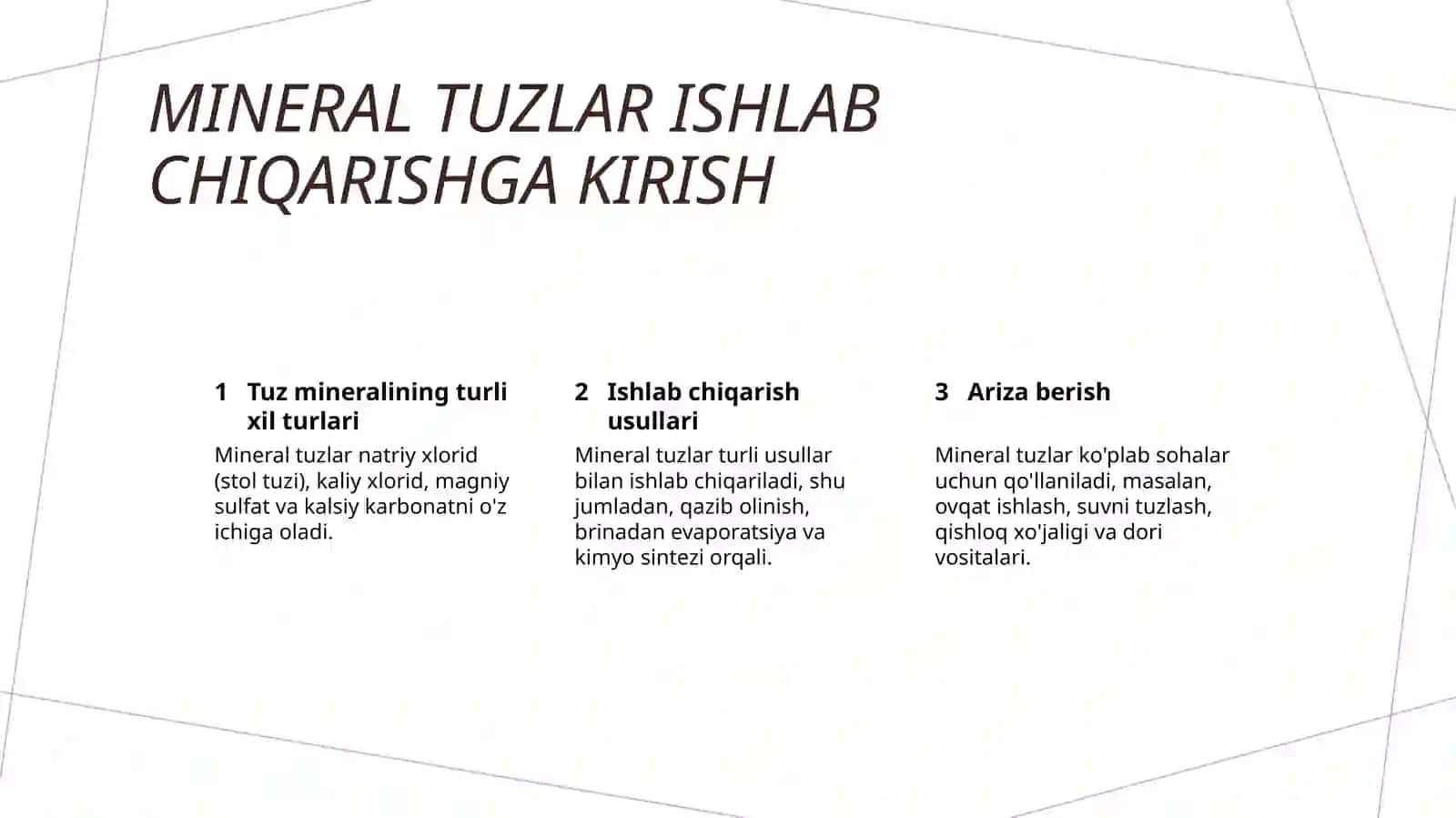 Mineral tuzlar ishlab chiqarish 2