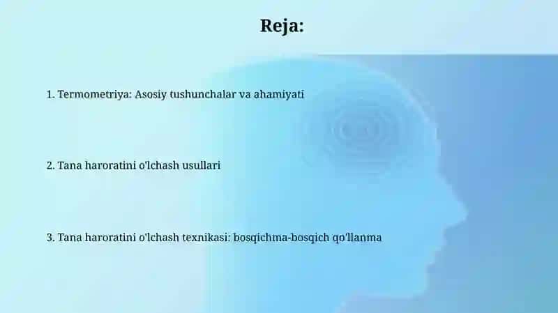 Termometriya. Tana haroratini o'lchash texnikasi 2