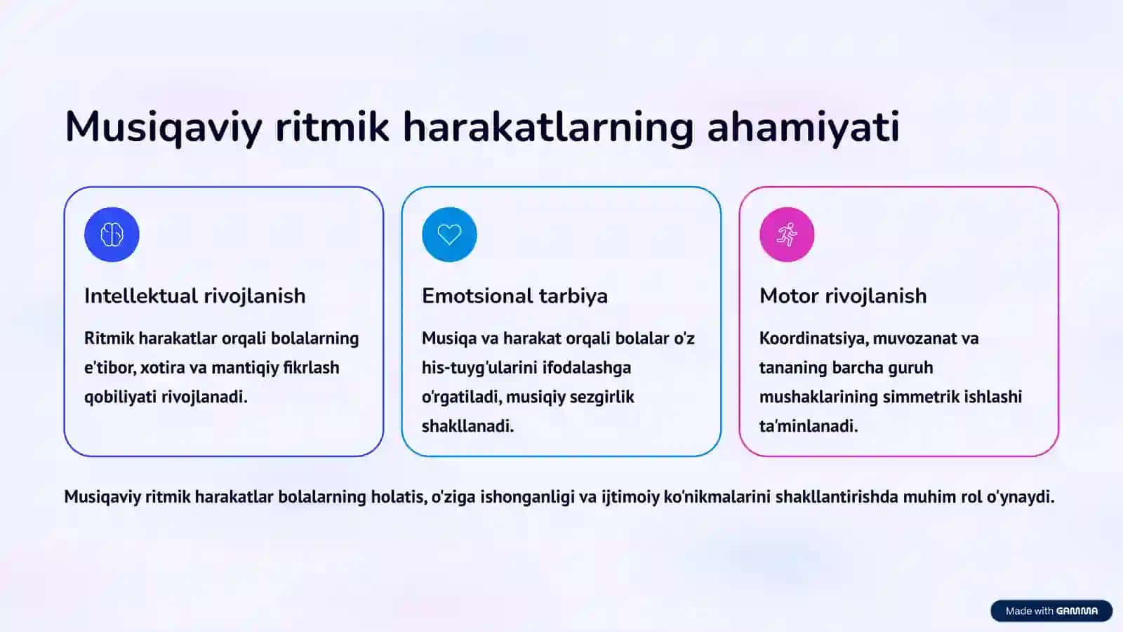 Bolalarni musiqaviy ritmik harakatga o'rgatish 2