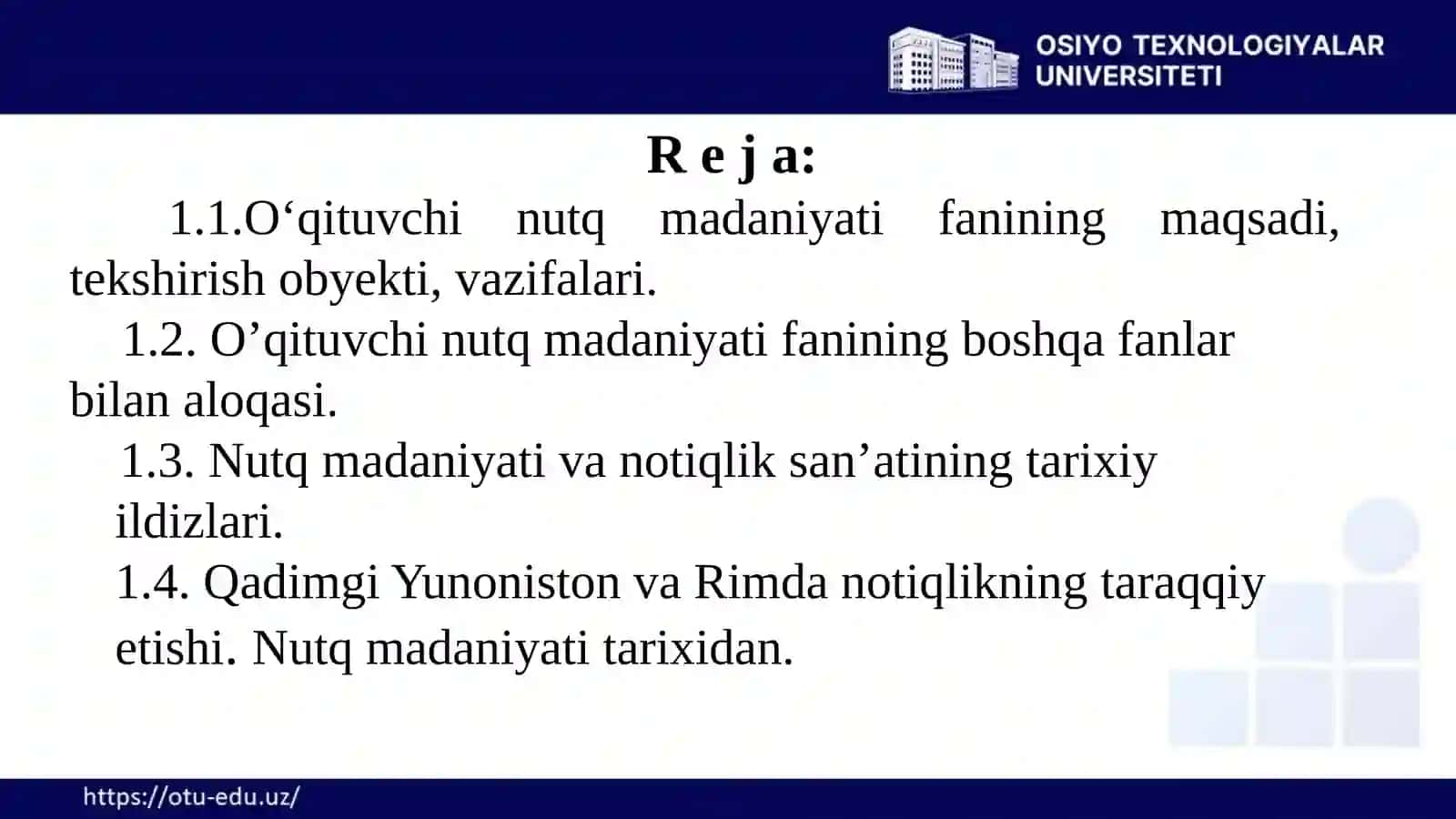 O'qituvchi nutq madaniyati fani 2