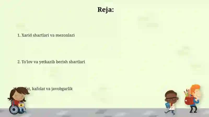 Xarid mezonlari va muddatlari 2
