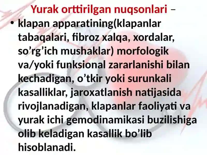 Yurak orttirilgan nuqsonlari 2