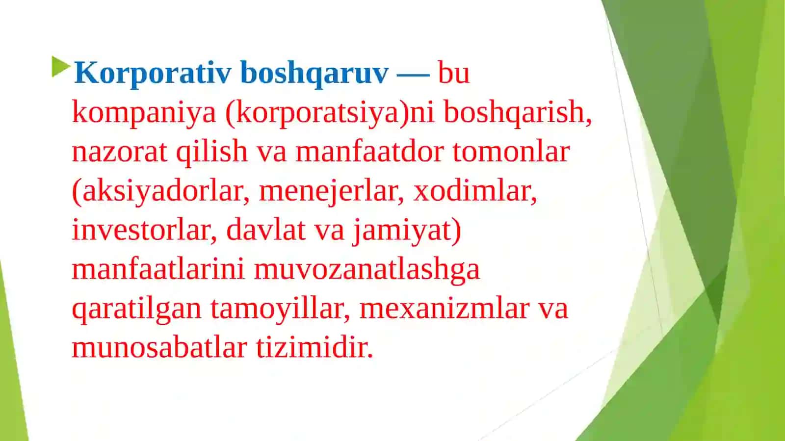 Korporativ boshqaruvning rivojlanishi 2