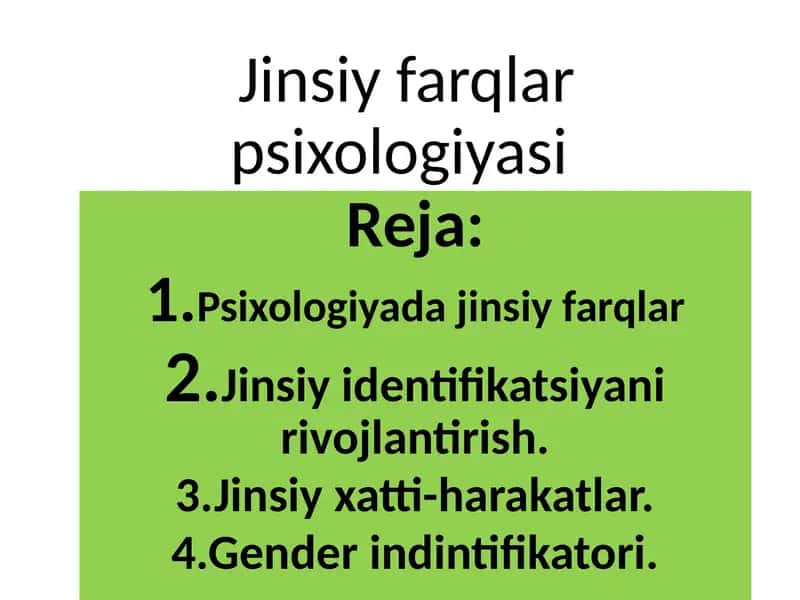 Jinsiy farqlar psixologiyasi 2