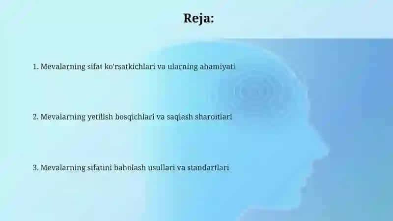 Mevalarning sifat koʻrsatgichlari 2