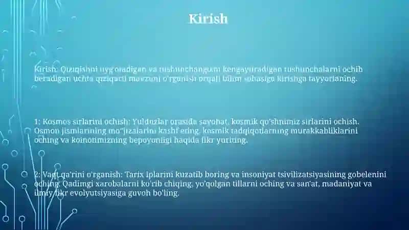 Kosmos sirlarini ochish 2