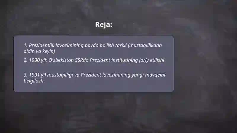 Prezidentlik lavozimi ta'sisi 2