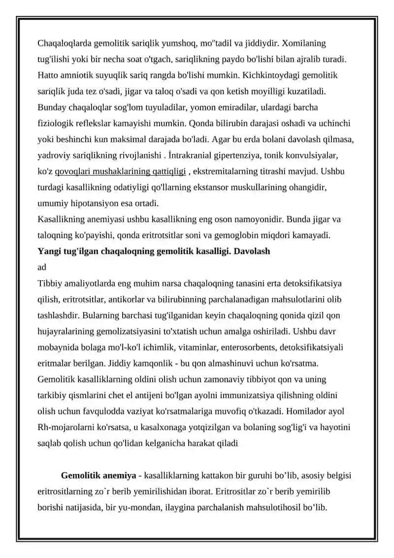 HOMILA GEMOLITIK KASALLIKLARI 2