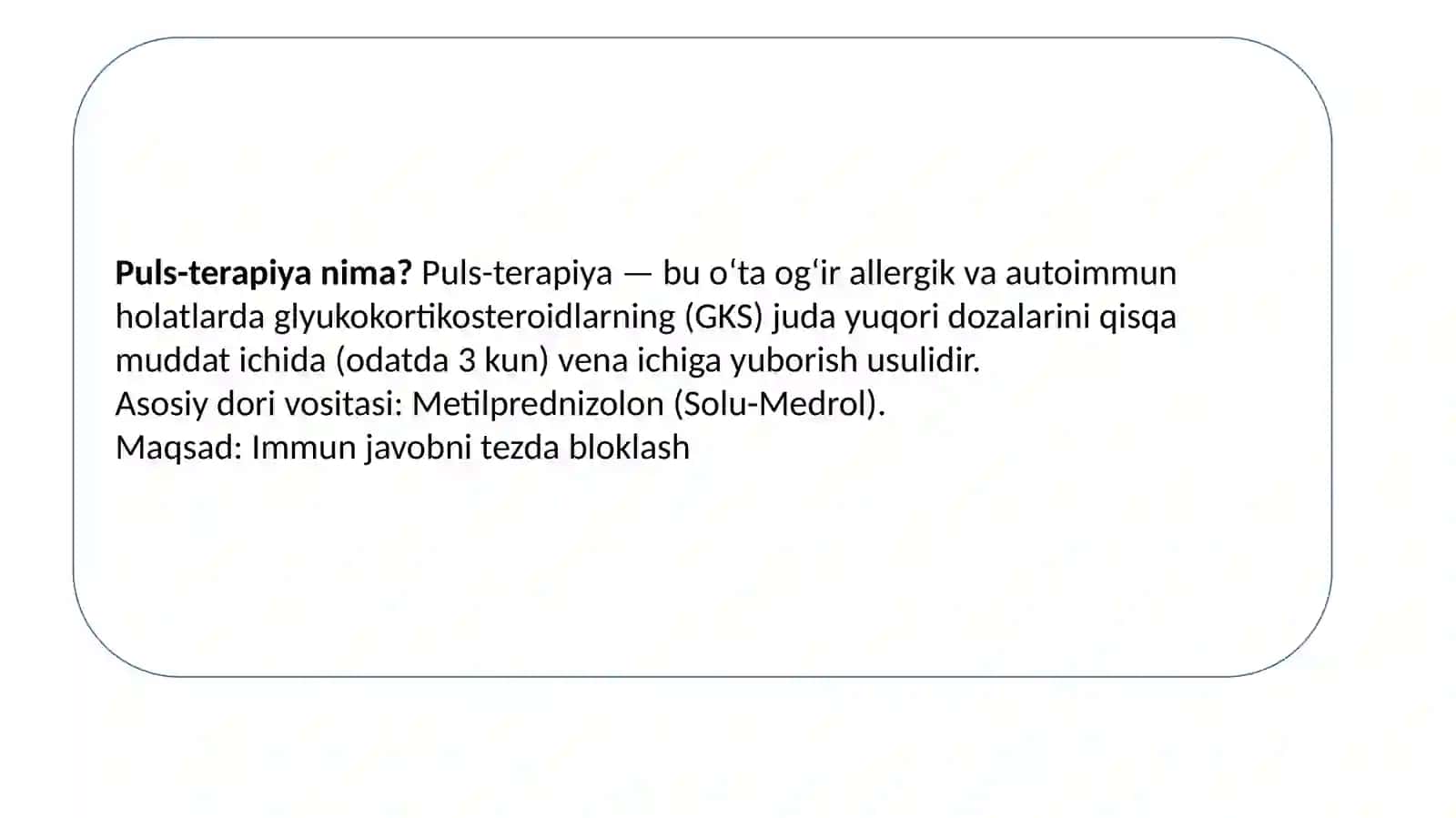 Allergalogiyada puls terapiya 2