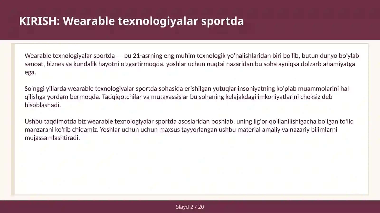 Wearable texnologiyalar sportda 2