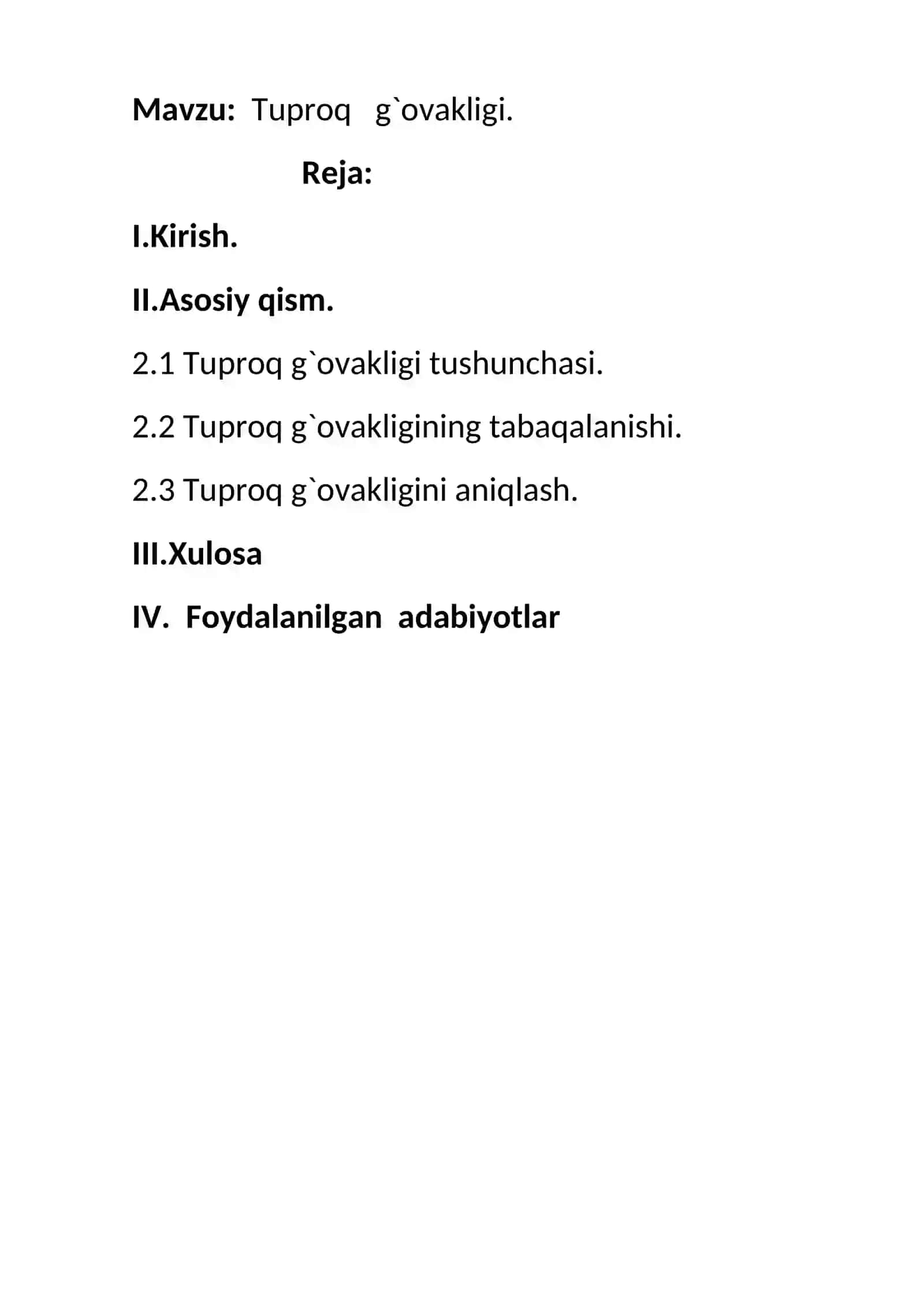 Tuproq g`ovakligi kurs ishi 2