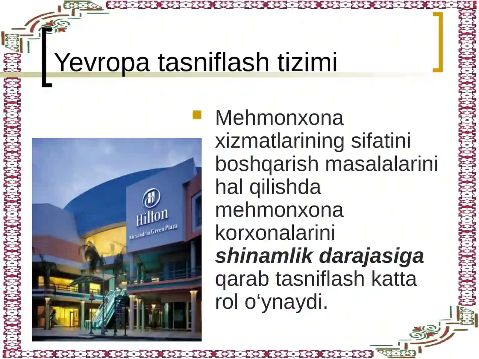 Mehmonxonalarni tasniflash tizimi 2
