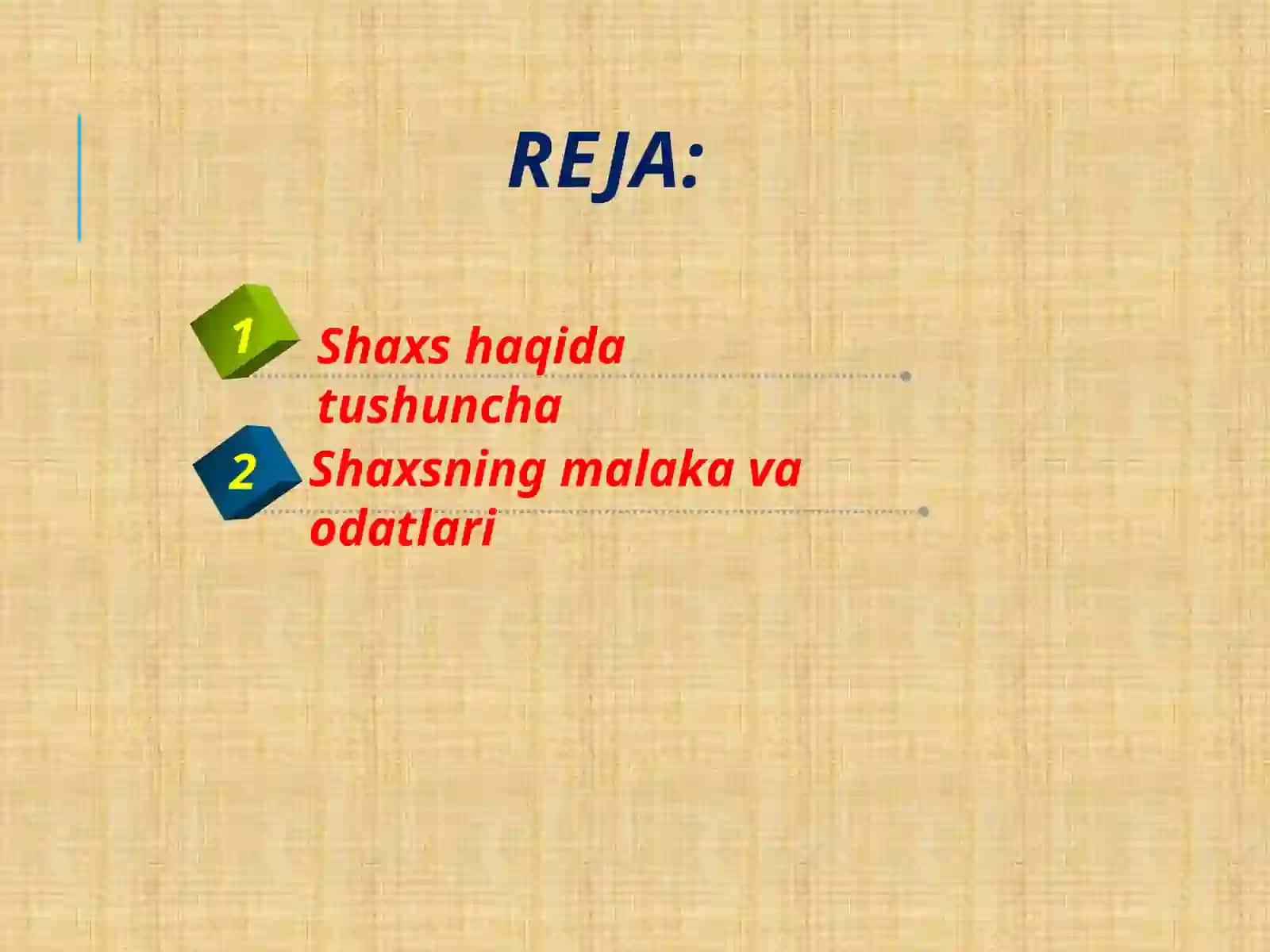 Shaxsning malaka va odatlari 2
