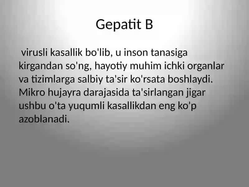 Virusli gepatit B ni davolash 2
