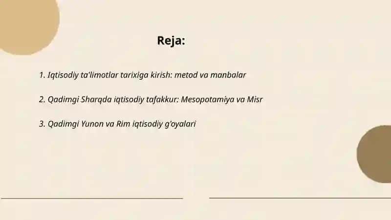 Iqtisodiy ta'limotlar tarixi 2