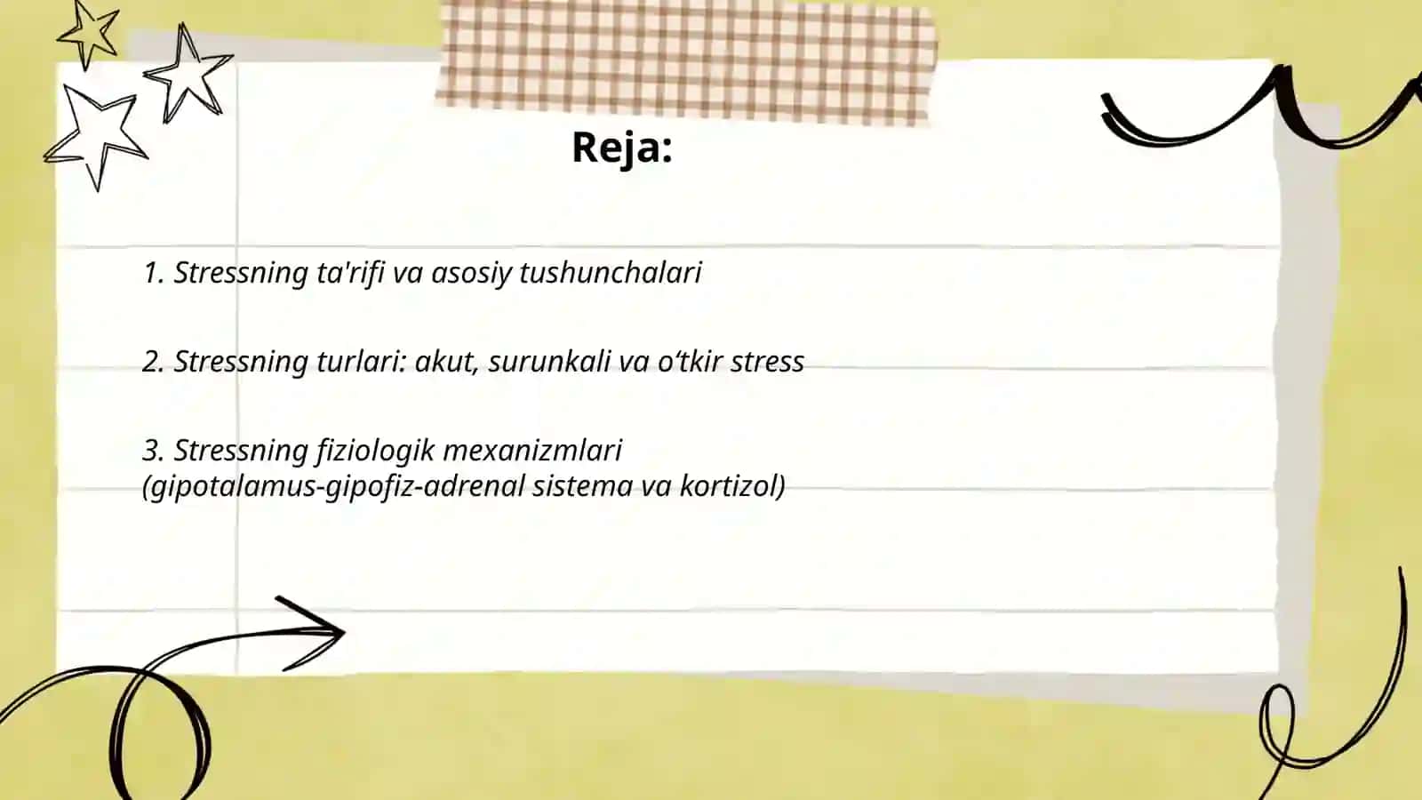 Stressning ta'rifi va asosiy tushunchalari 2