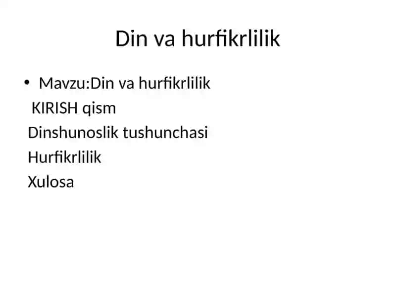 Din va hurfikrlilik 2