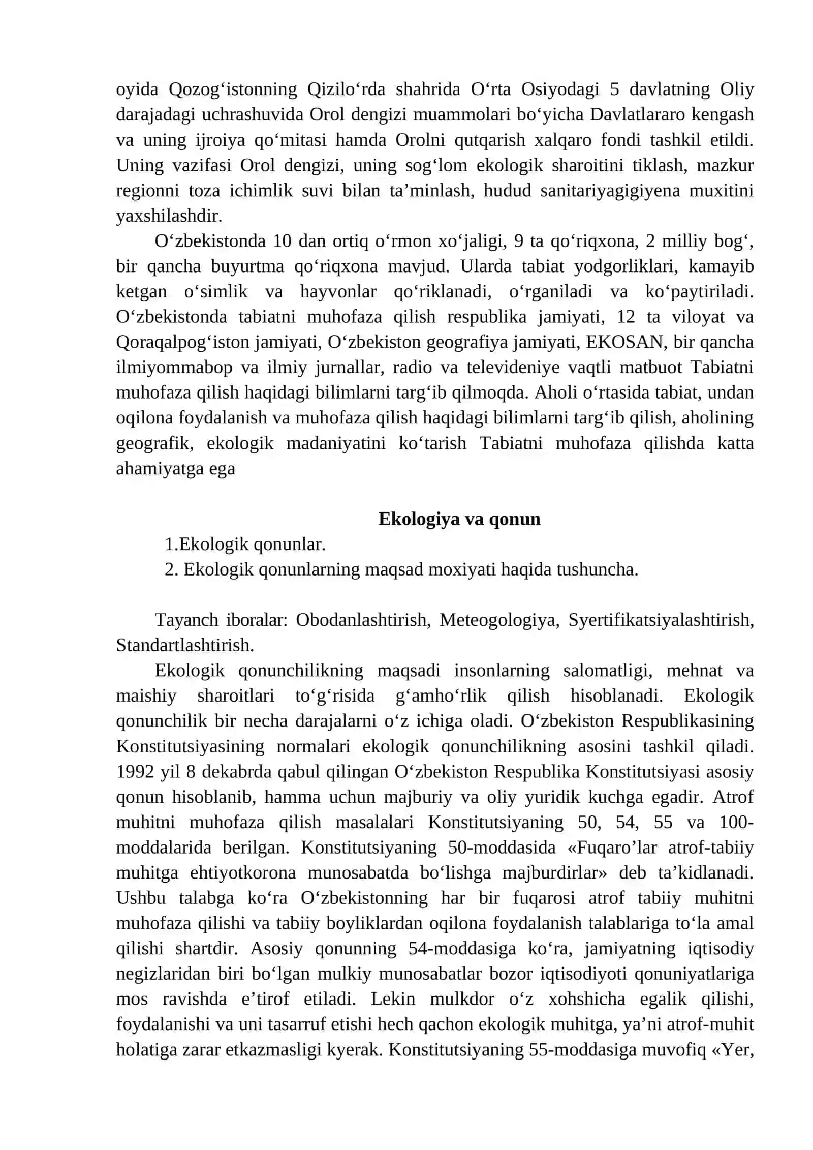 EKOLOGIYANING ASOSIY QONUNLARI 2