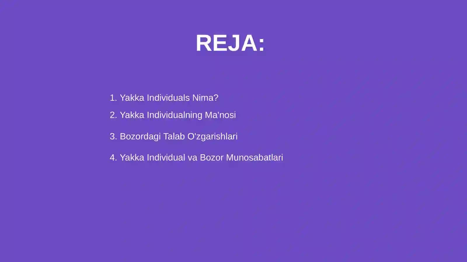 Yakka individual va bozor talabi 2