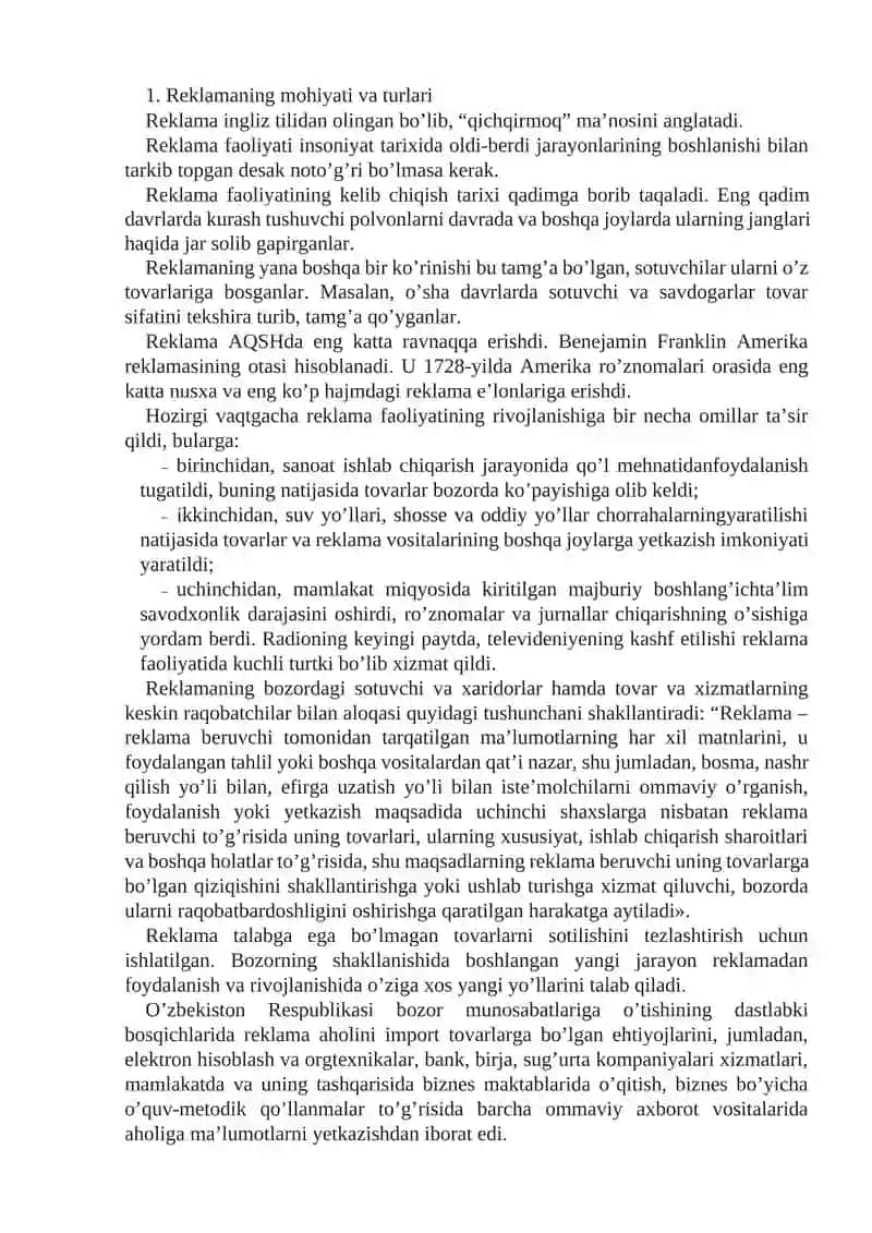 Reklamaning mohiyati va turlari 2