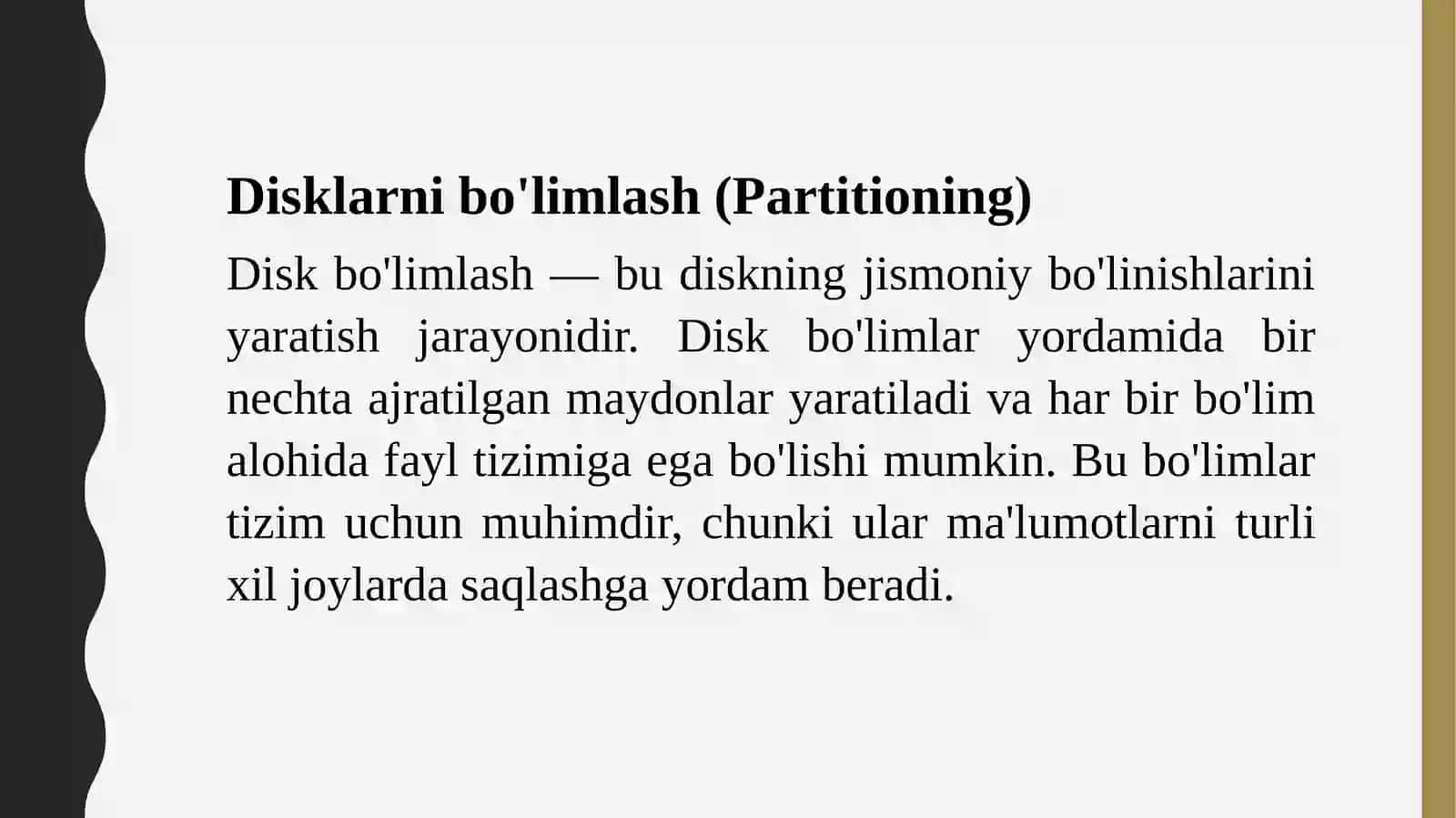 Disklarni bo'limlash va formatlash 2