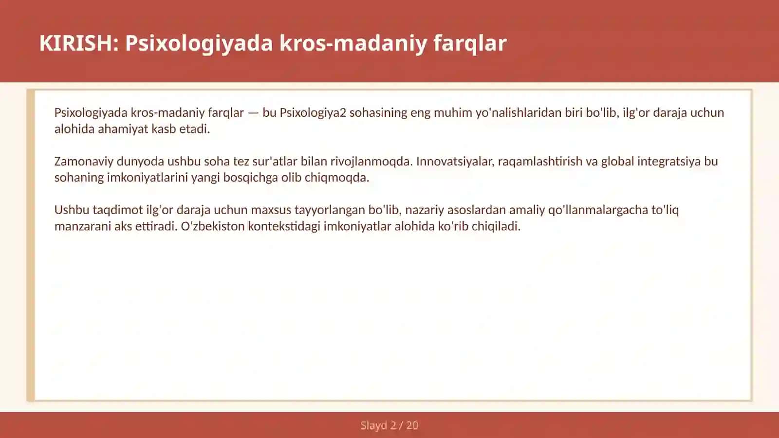 Psixologiyada kros-madaniy farqlar 2