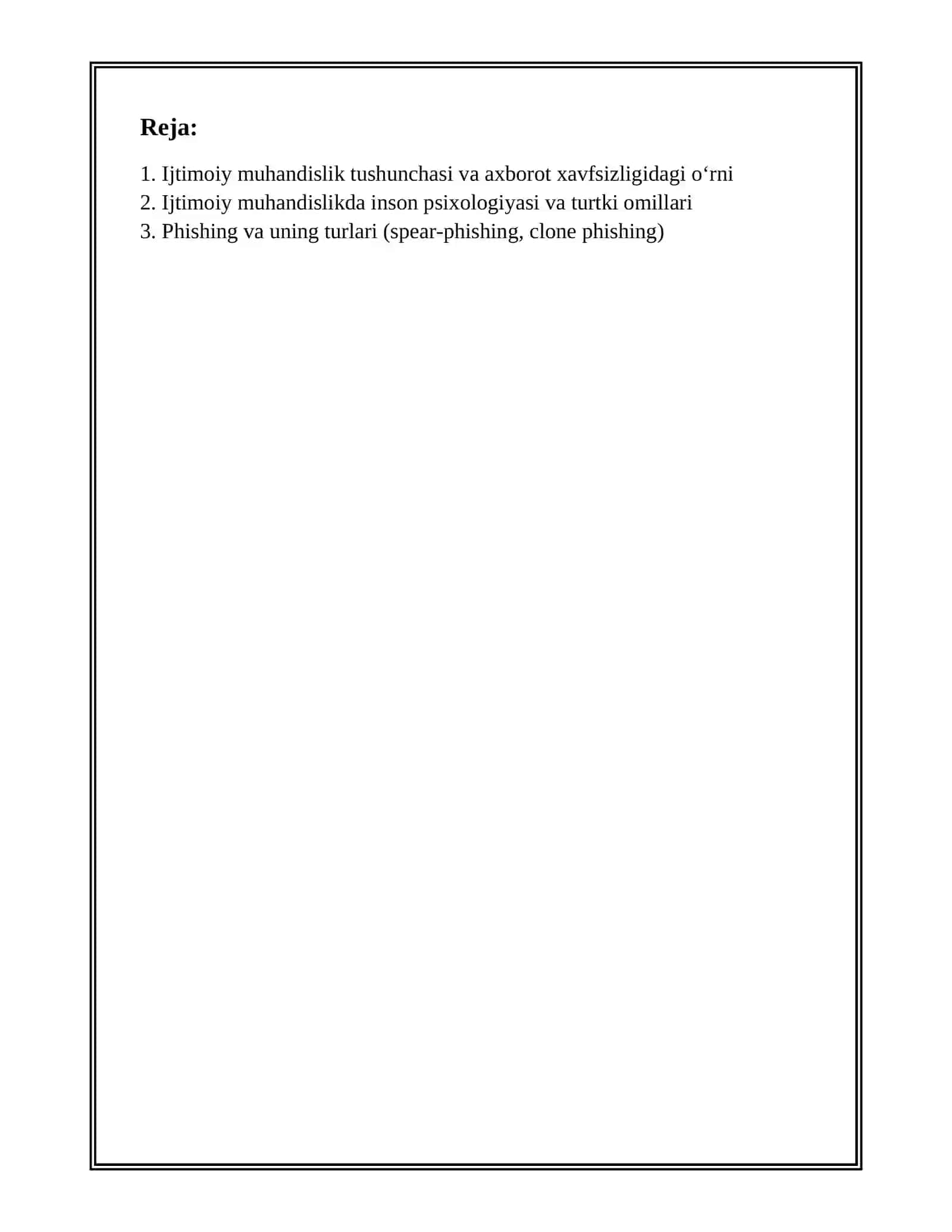 KIBERXAVFSIZLIKDA INSON OMILI (SOCIAL ENGINEERING) 2
