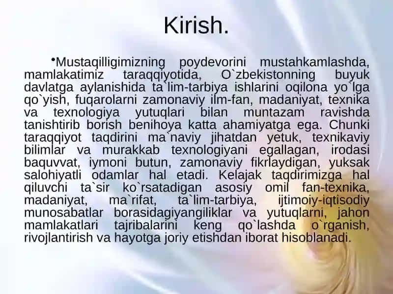 Mustaqillik yillarida ta`lim tizimidagi islohotlar 2