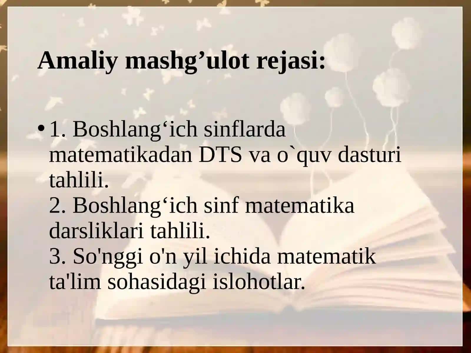 Boshlang‘ich sinflarda matematikadan DTS va milliy o’quv dasturi tahlili 2