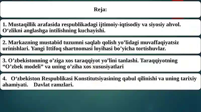 Mustaqil O‘zbekiston Respublikasi Tashkil Topishi 2