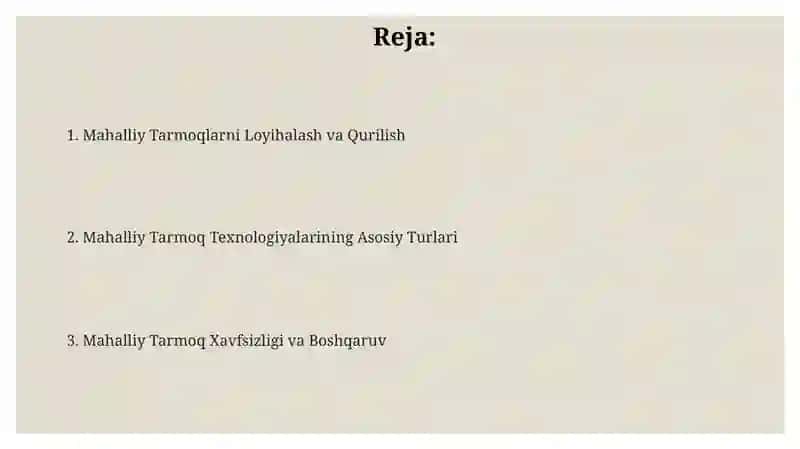 Mahalliy Tarmoq Texnologiyalari 2