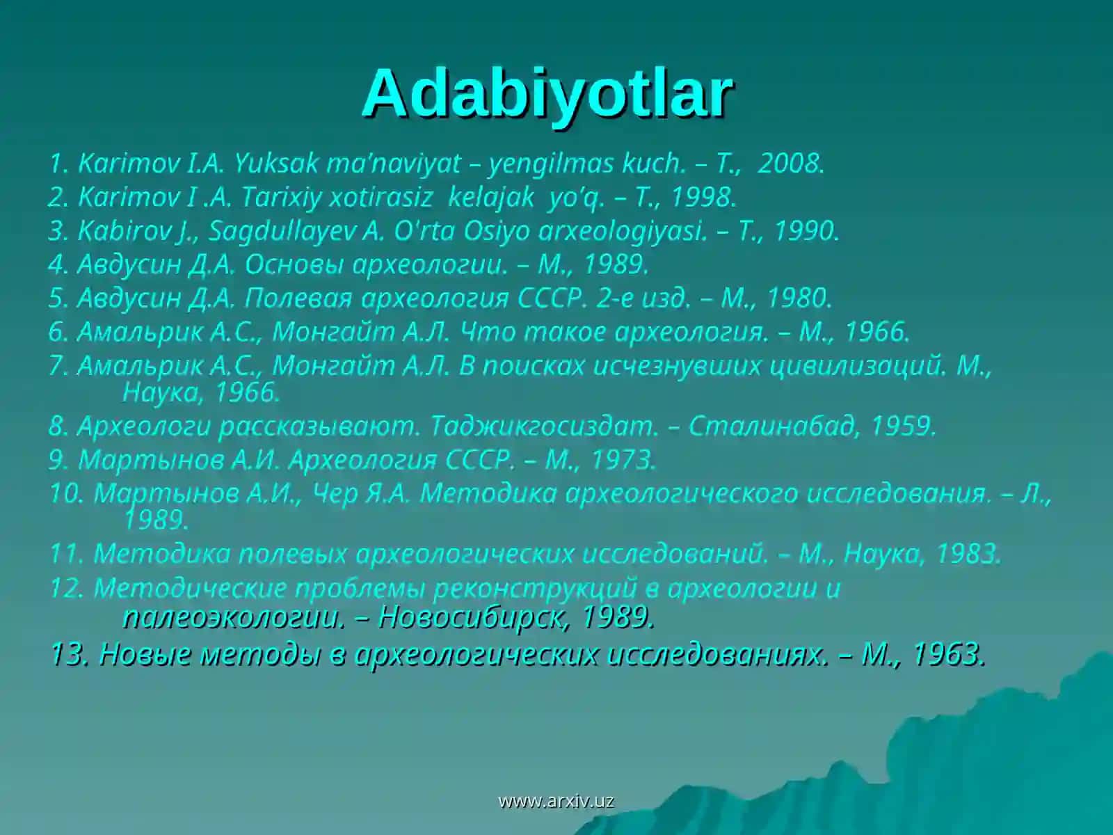 Arxeologiya asoslari faniga kirish 2