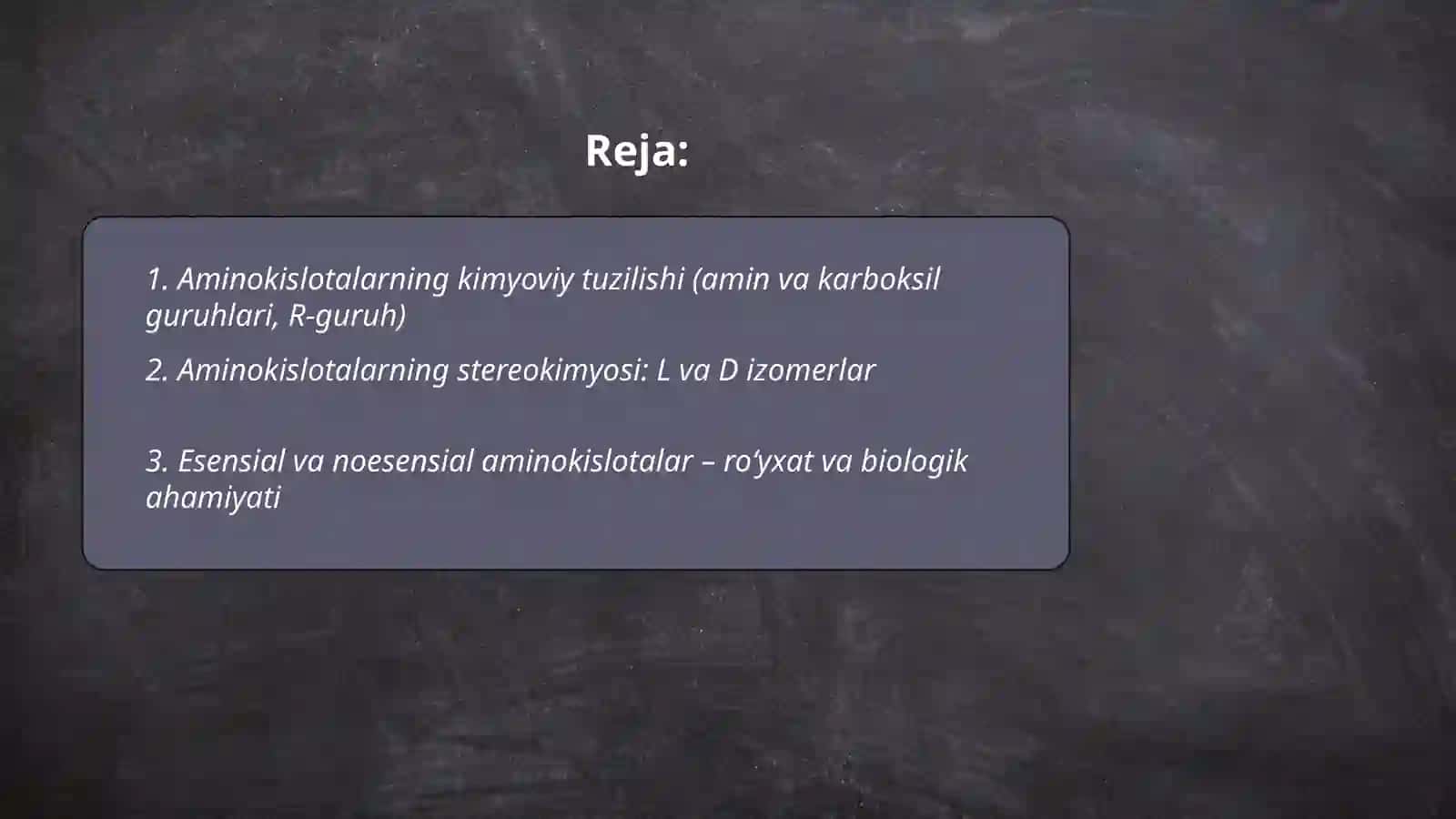 Aminokislotalar:organizmdagi oqsillar tarkibiy qismi 2