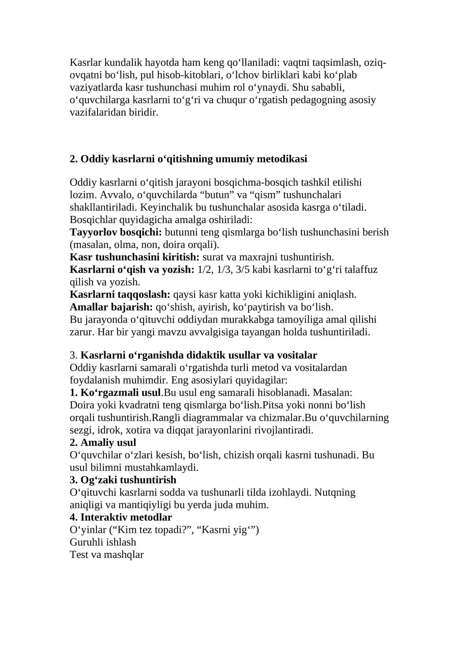 ODDDIY KASRLARNI O‘RGANISH METODIKASI 2